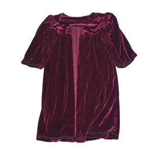 Womens Whimsigoth Witchy Burgundy Velvet Robe Kimono Duster Jacket Burnout